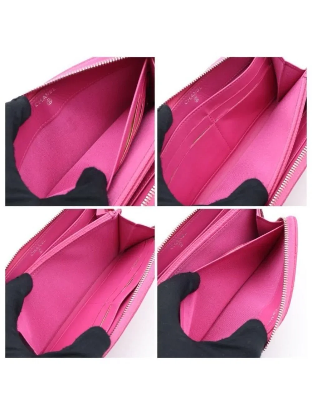 Chanel Zip Around Wallet Quilted Pink